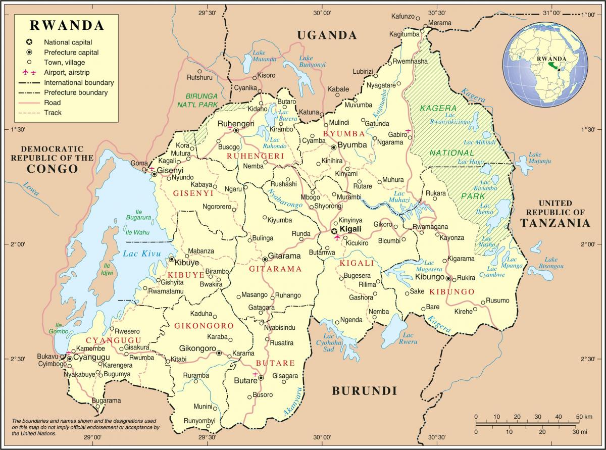 map of administrative map of Rwanda