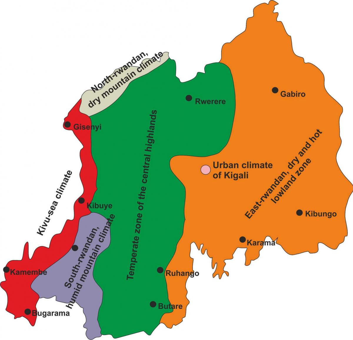 map of Rwanda climate